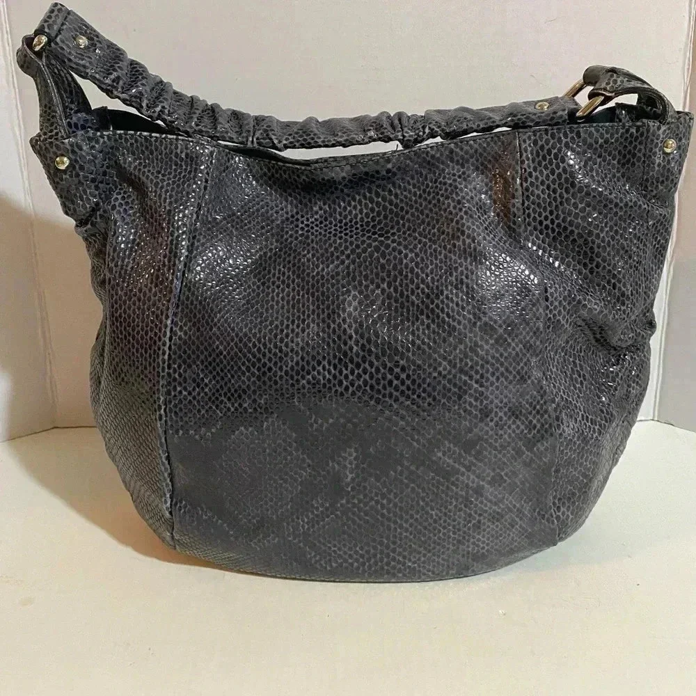 Furla gray snake skin leather hobo handbag